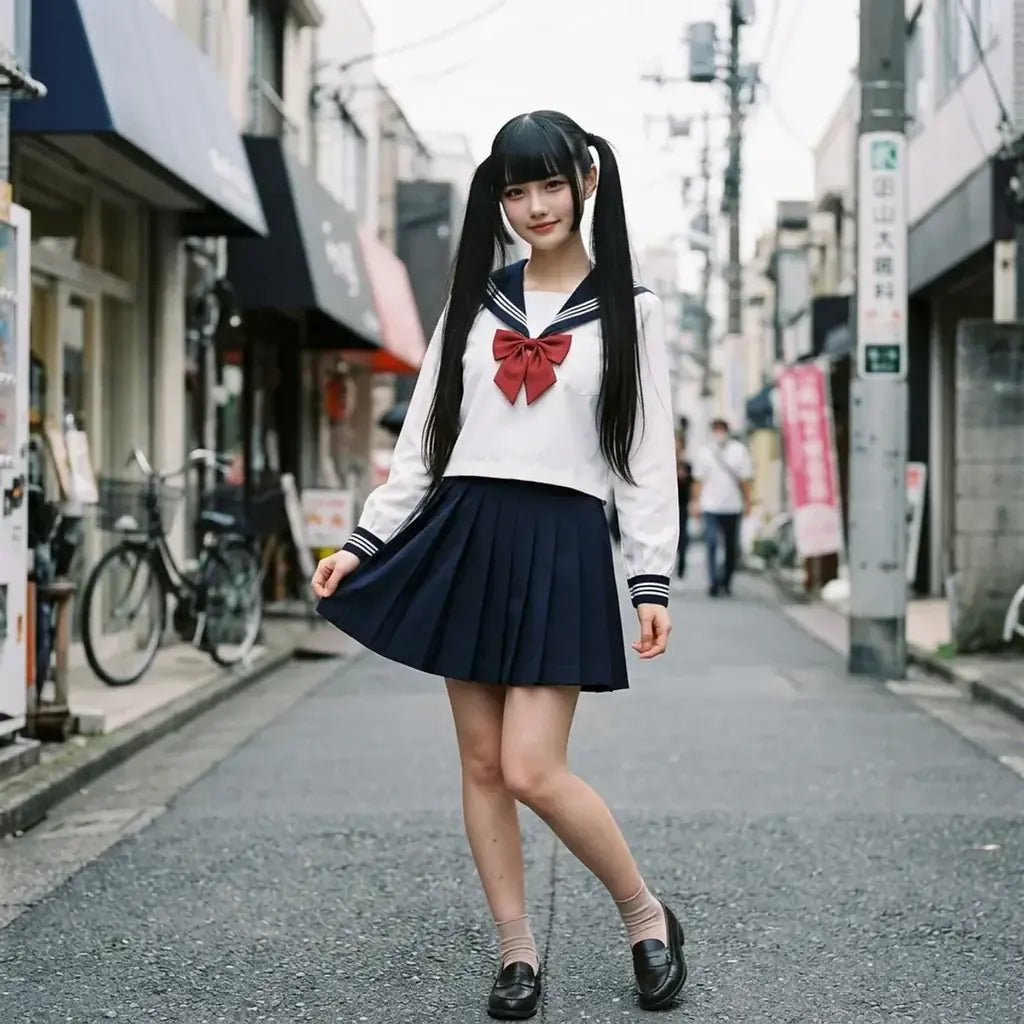 Gros plan sur le tissu et la manche du uniforme japonais fille