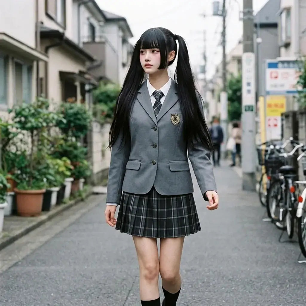 Uniforme Japonais Scolaire porté par un homme dans une pièce japonaise traditionnelle, vue de face