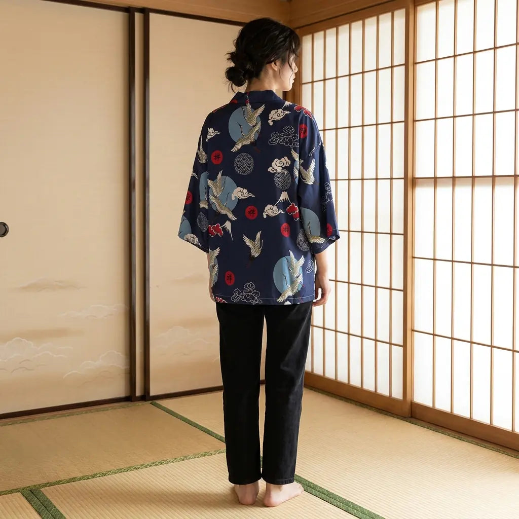 Veste Kimono Grue vue de face