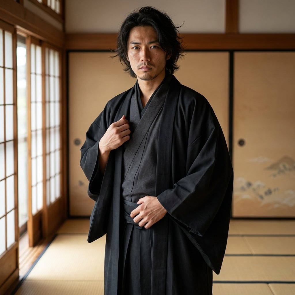 Veste kimono homme moderne portée avec sneakers