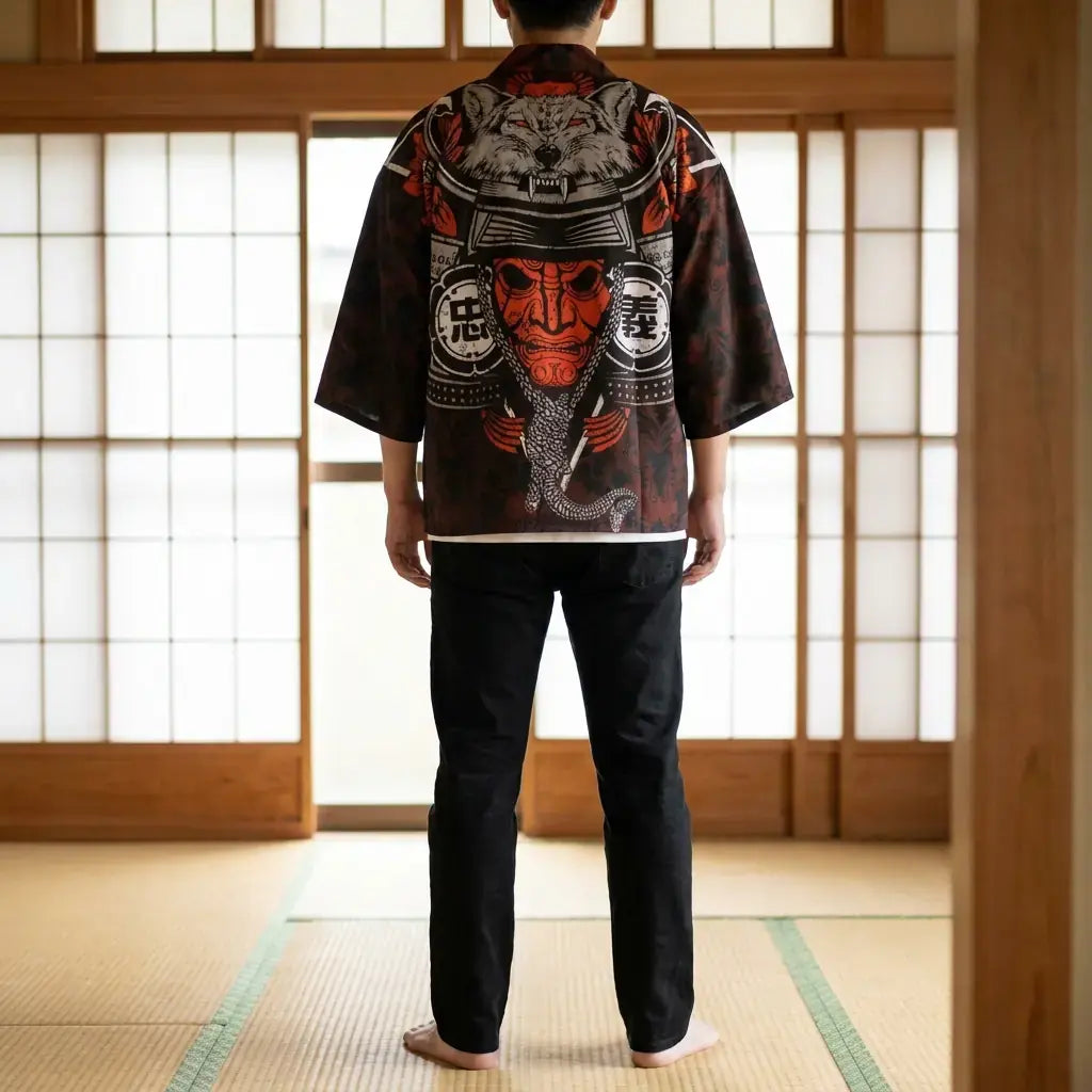 Veste Samourai vu de dos, motif complet visible