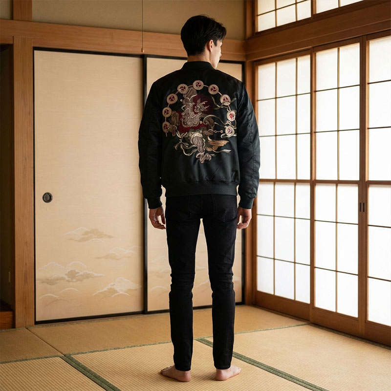 Veste sukajan motifs floraux