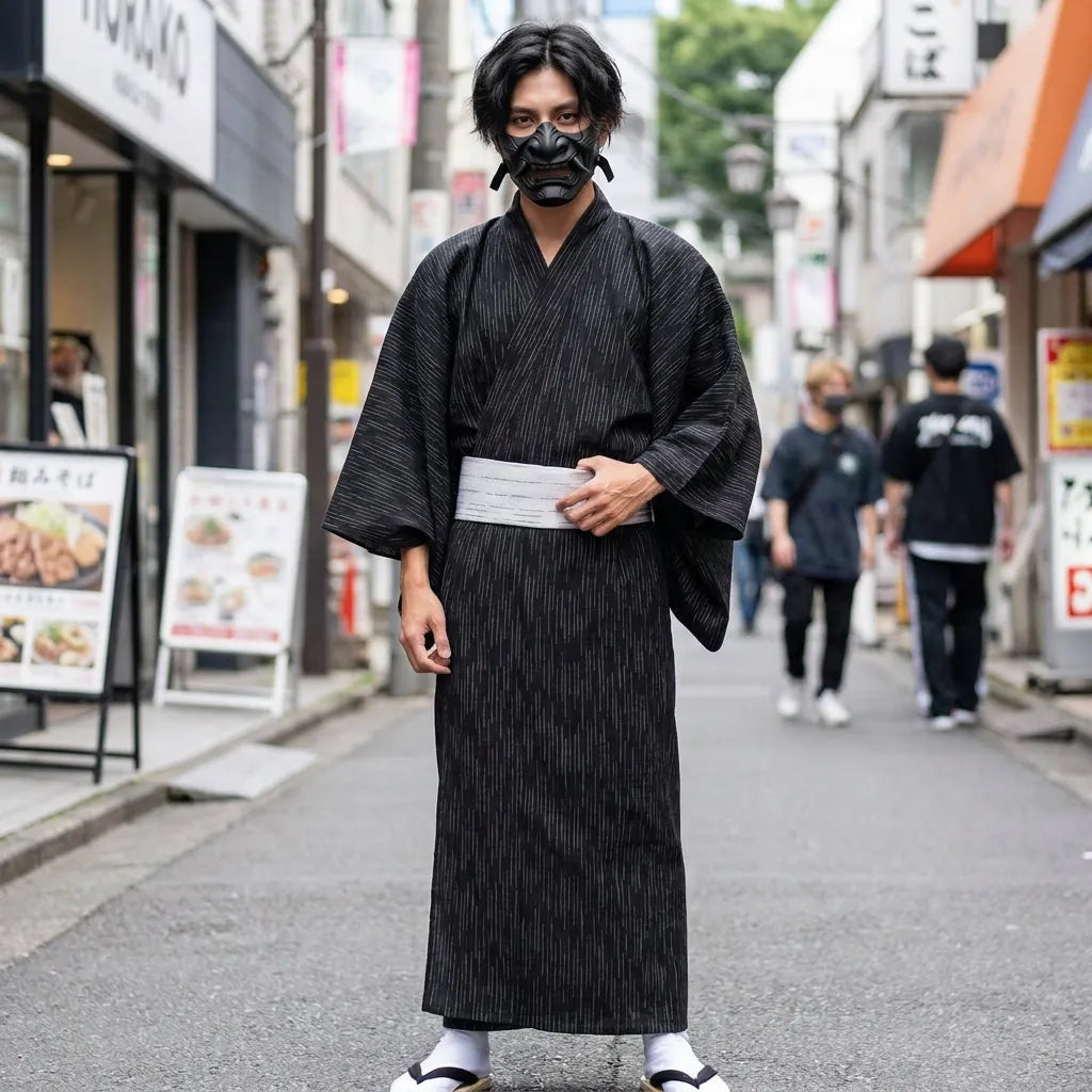 Yukata en coton confortable pour homme au design japonais.