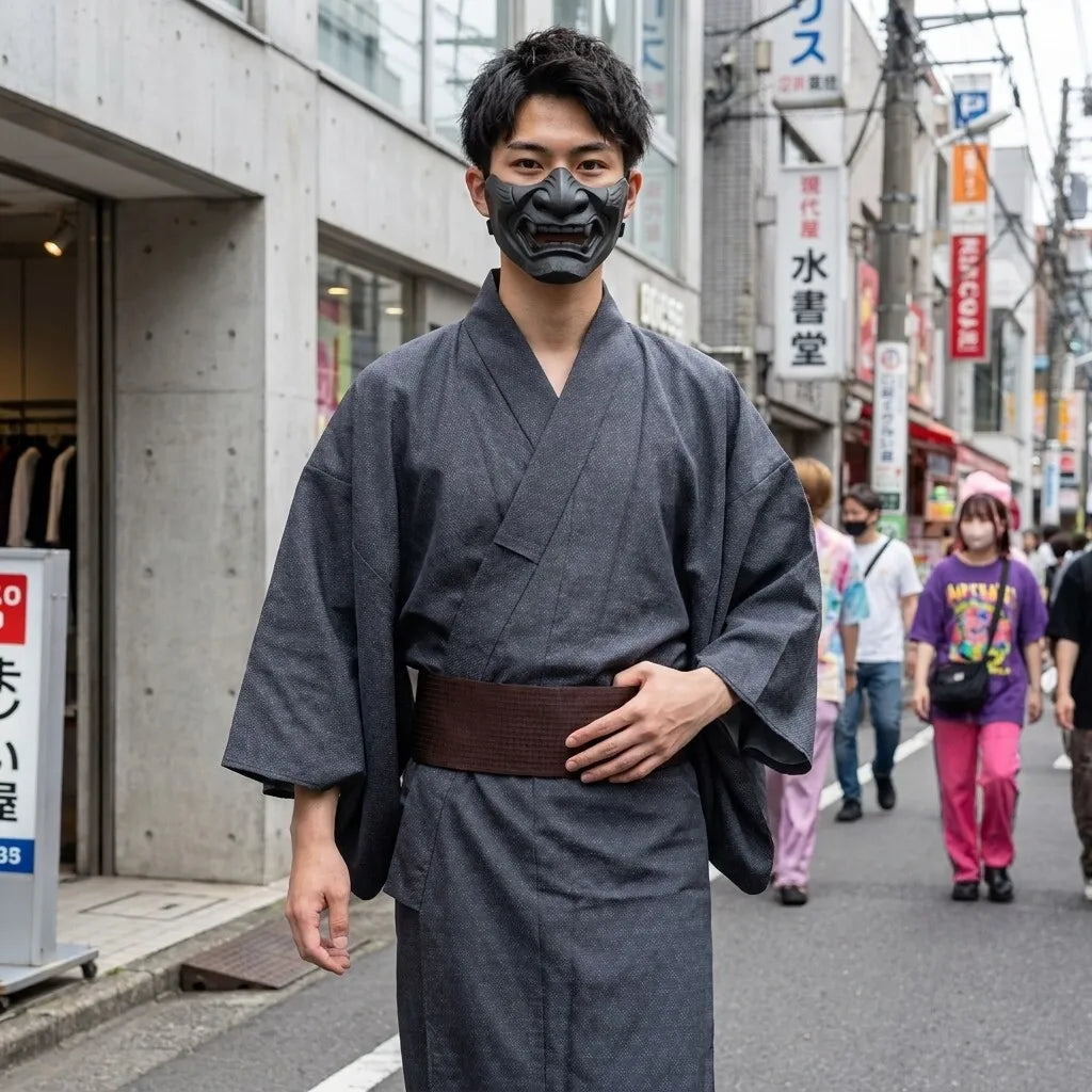 Yukata Gris vue arrière