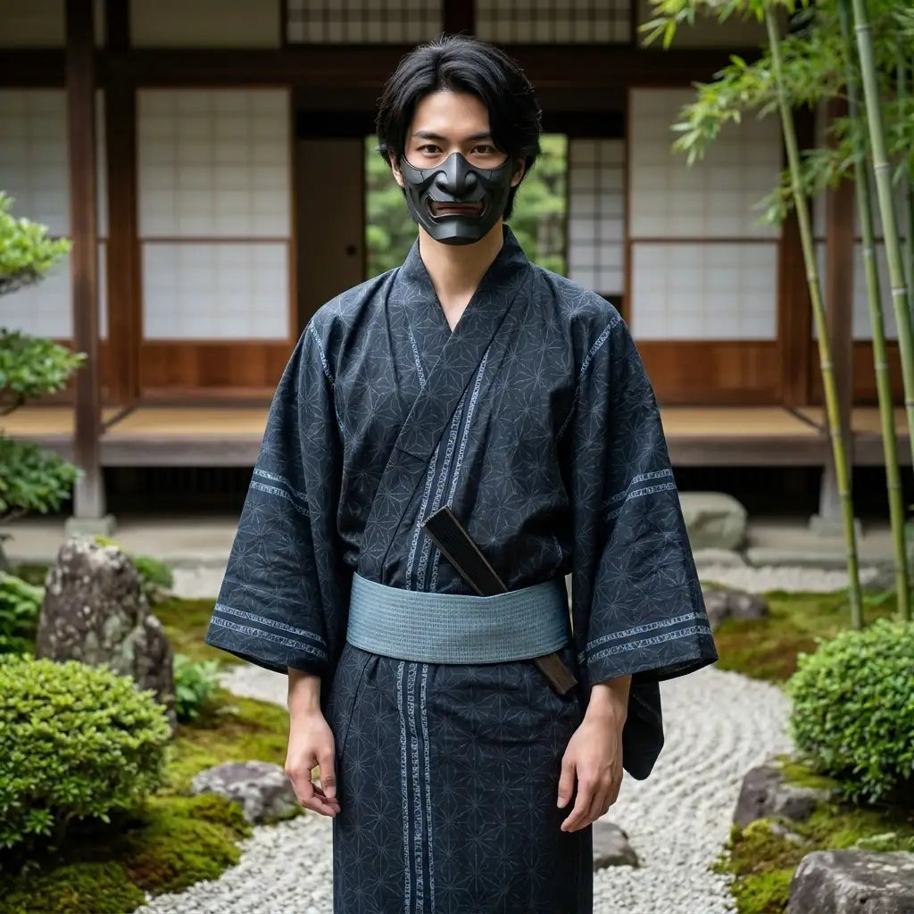 Yukata traditionnel japonais coupe ample manches larges