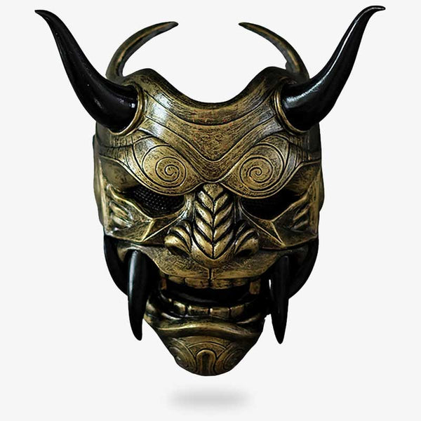 Cet accessoire samouraï est un masque demon Oni. C'est un monstre du folklore Shinto avec des cornes et des crocs