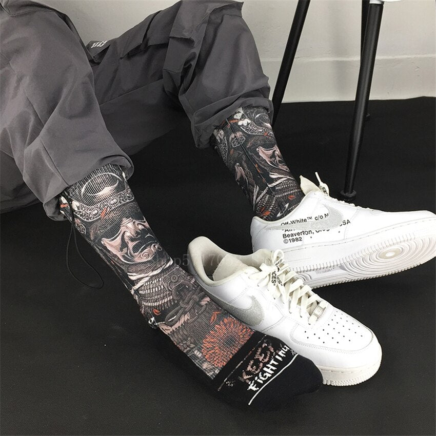 Chaussette japonaise imprimée armure de samouraï