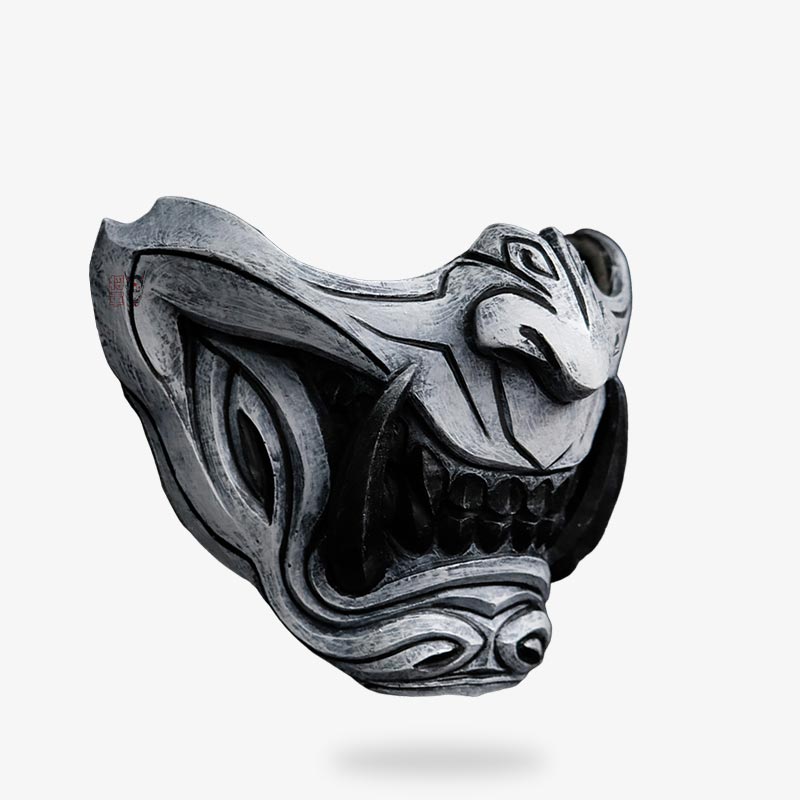 Demi masque Oni démon japonais vue de face