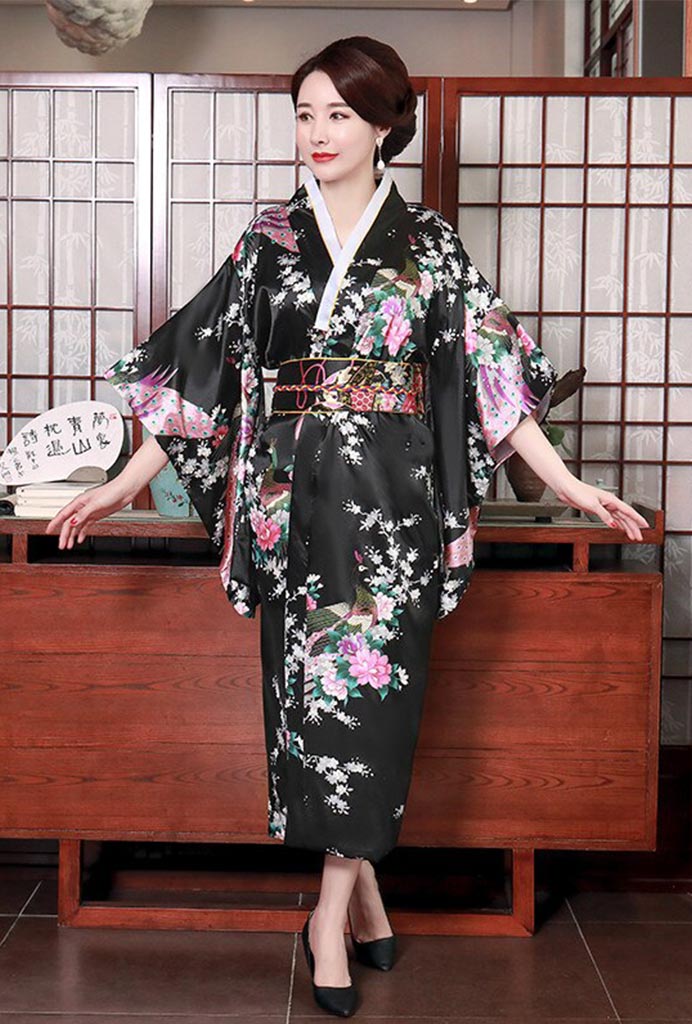 Kimono Japonais Noir Femme Shogun Japon - Main Image