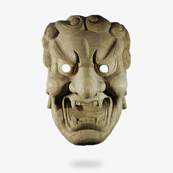 Ce masque japonais theatre no est un visage de démon Oni