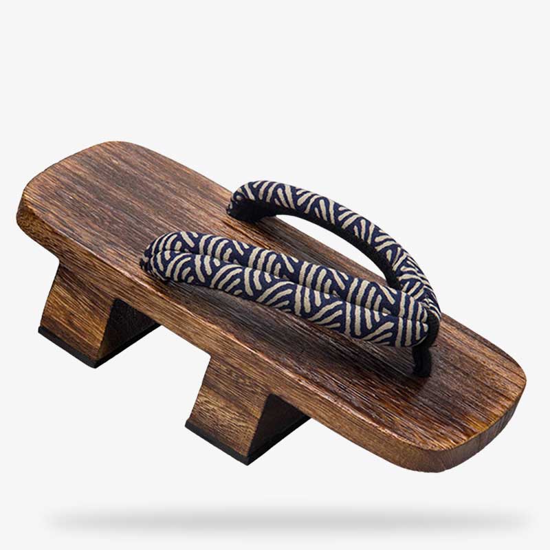 Sandales geta homme en bois brut avec lanière hanao