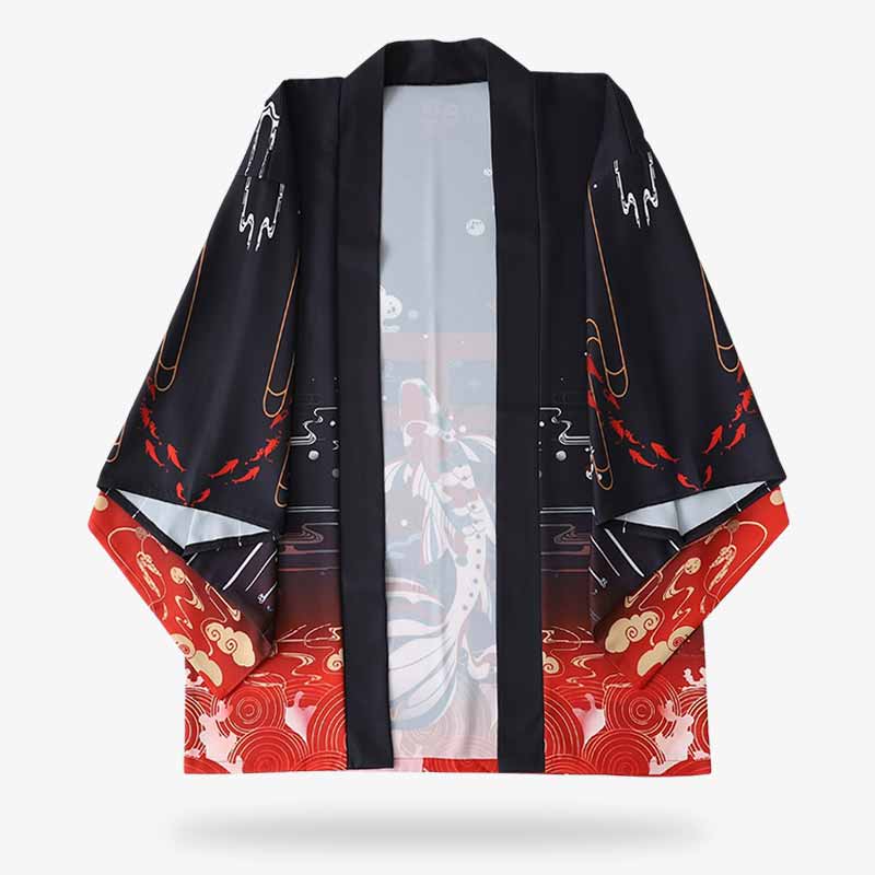 Craquez pour une veste kimono ancien de type haori de couleur noire et en soie pour femme. C'est un vêtement japonais traditionnel