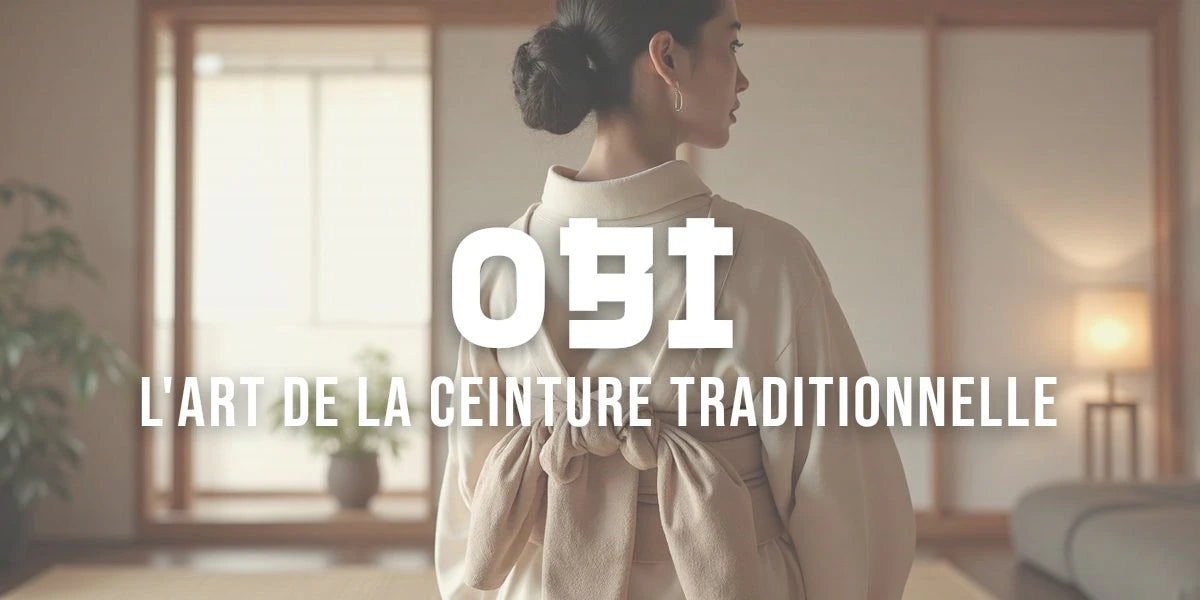 Femme en kimono attachant un obi de soie avec des techniques de nouage traditionnel.