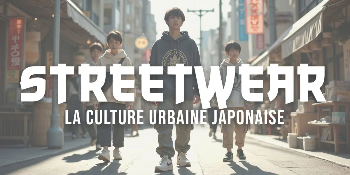 Jeunes en streetwear japonais dans une rue urbaine, vêtements oversized et accessoires modernes, lumière naturelle