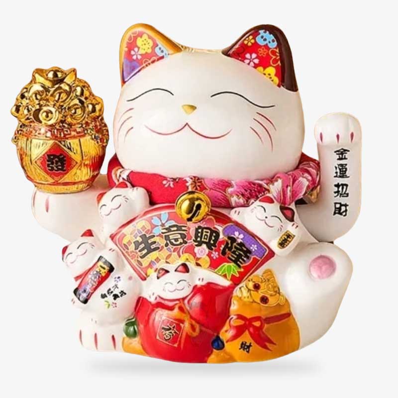 Le maneki-neko-chat-japonais-de-la-chance a la patte gauche levée