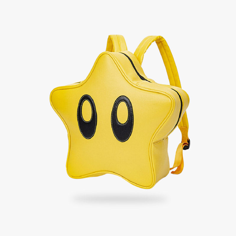 Un sac à dos Kawaii en forme d'étoile magique  de couleur jaune et en cuir