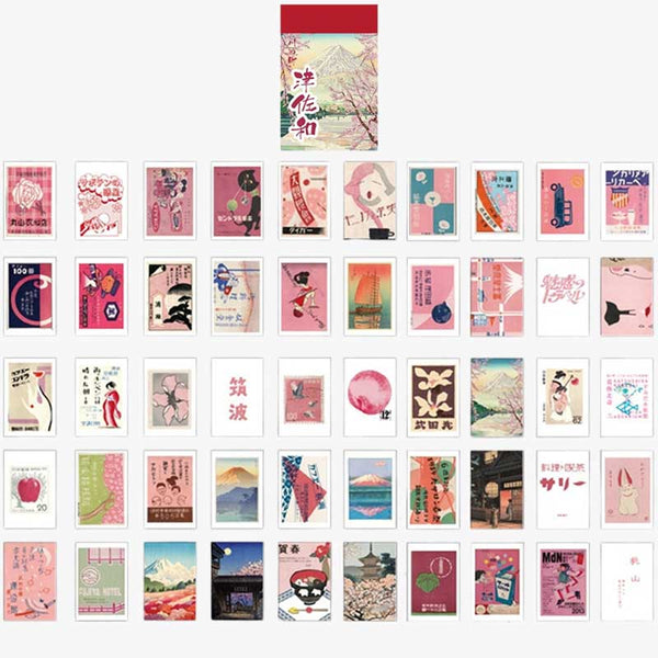Un lot de Stickers japonnais sur Papir Washi. Les affiches sont de style vintage