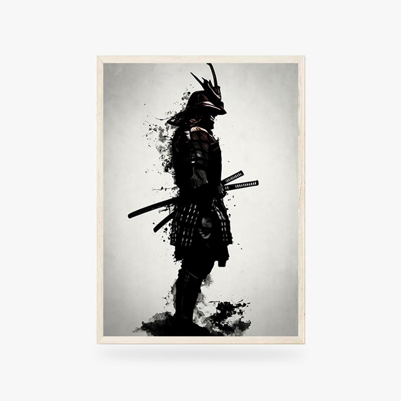 Cette affiche de guerrier est un tableau samourai japonais en armure avec un katana et un casque. Parfait pour les fans de culture japonaise et bushido