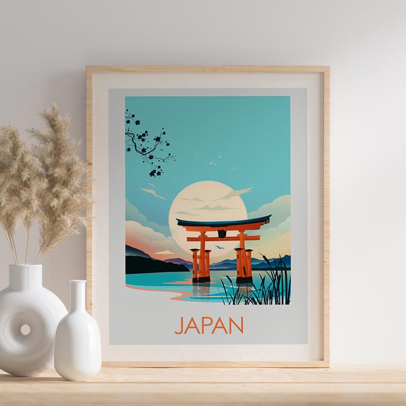 Affiche torii flottant lac Biwa