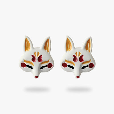 Bijou japonais boucles d'oreilles masque renard Kitsune