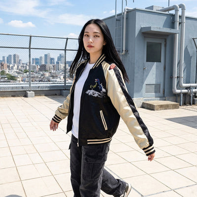 Blouson brodé japonais aux détails artisanaux