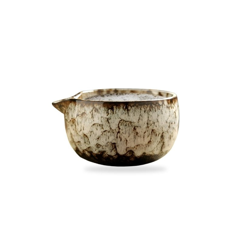 Bol en céramique à la surface texturée pour kit matcha japonais
