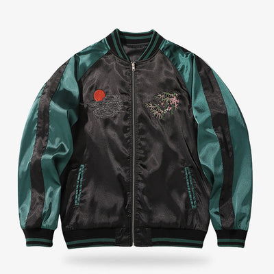 Bomber sukajan tigre et broderies florales