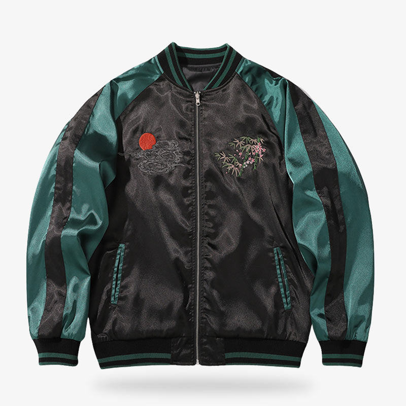 Bomber sukajan tigre et broderies florales