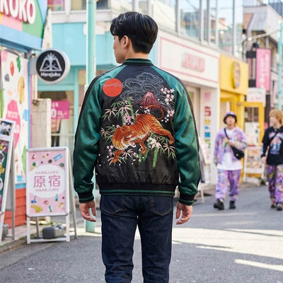 Bomber sukajan vert coupe streetwear