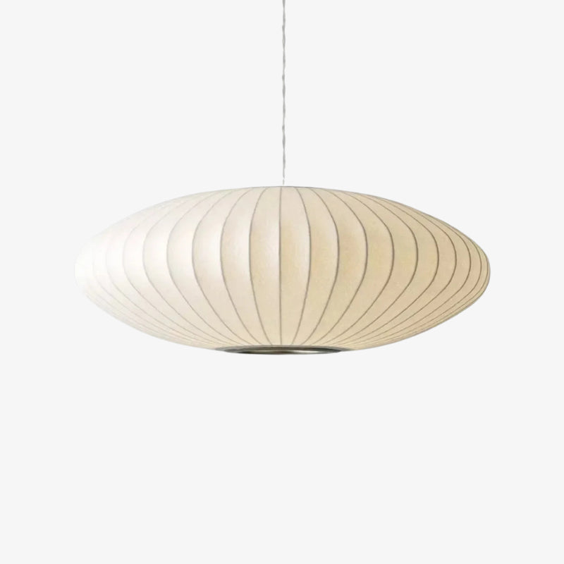 Lanterne en papier japonaise sphérique à motif côtelé sur fond blanc
