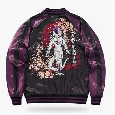 Broderie détaillée d'un personnage manga sur veste bomber