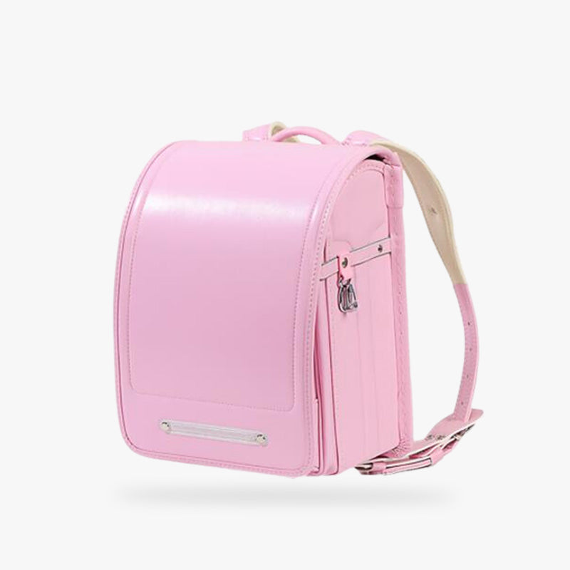 Cartable Randoseru japonais en cuir avec surpiqûres et bretelles rembourrées