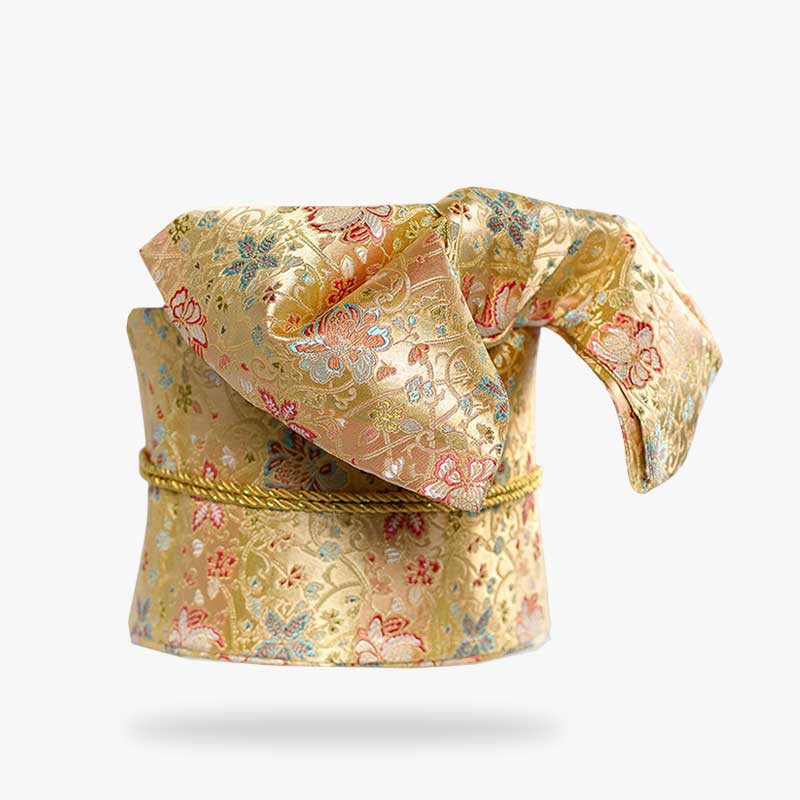 Ceinture obi dorée brodée de fleurs de sakura pour kimono traditionnel