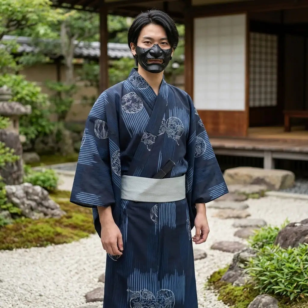 Ceinture obi pour kimono homme en détail