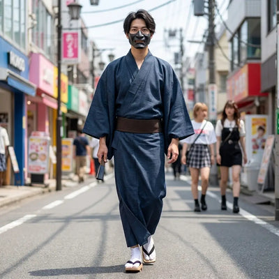 Ceinture obi assortie à un kimono homme