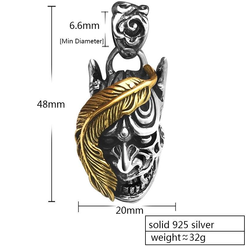 Collier argent motif démon japonais