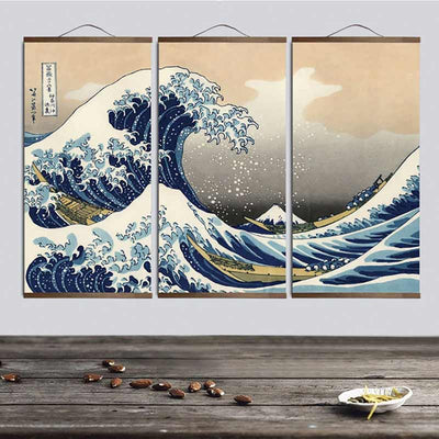 Décoration murale japonaise ukiyo-e vague et mont Fuji
