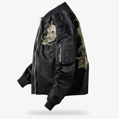 Détail broderie dragon japonais sur veste