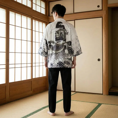 Veste Dragon Kimono vu de dos, motif complet visible