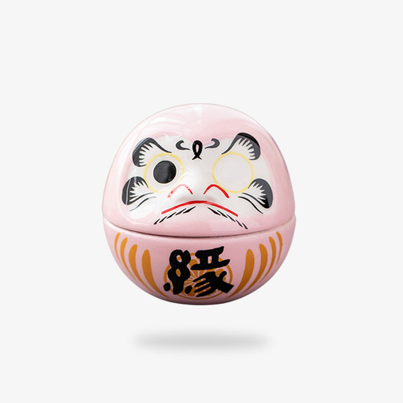 Figurine Daruma Blanc en céramique, porte-bonheur japonais symbole de renouveau