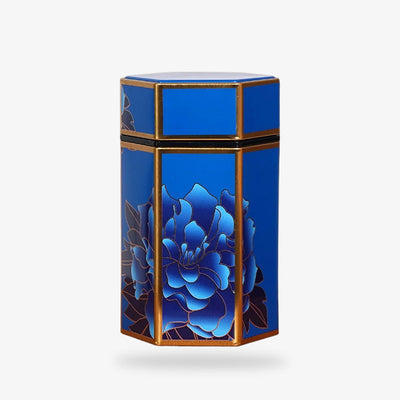 Une grande boite a the japon de couleur bleu