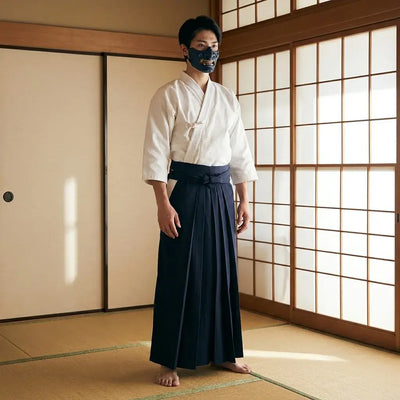 Hakama Aikido à plat, vue de face