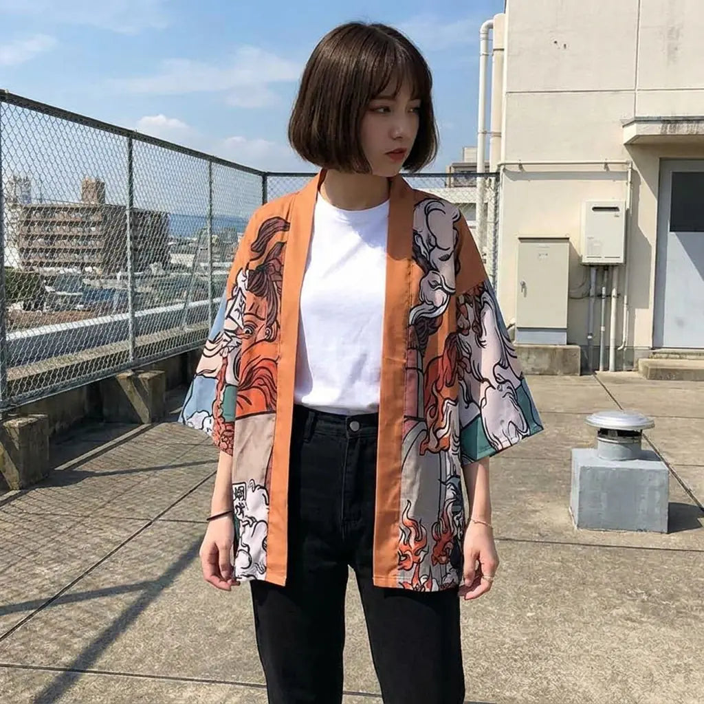 Haori imprimé motif Ukiyo-e