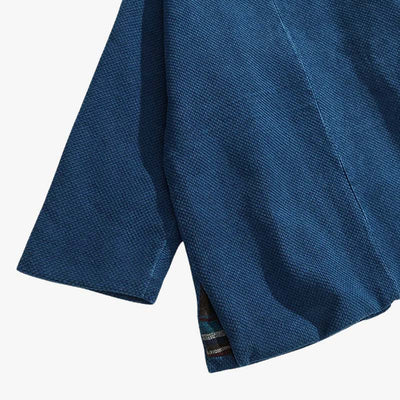 Haori court indigo pour un look japonais unique et élégant