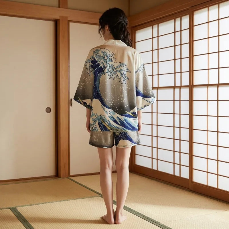 Haori japonais Grande Vague Hokusai