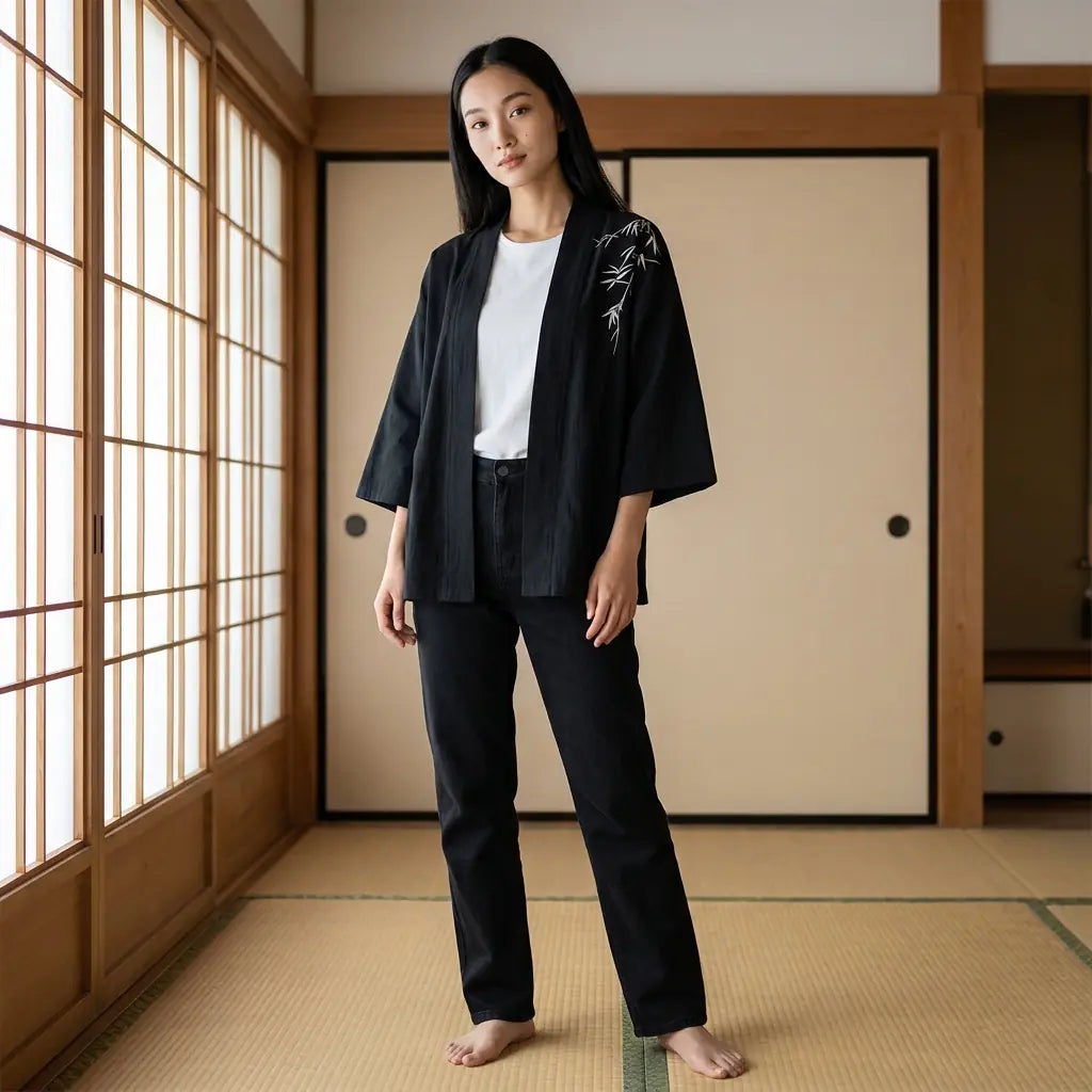 Haori Kimono Bambou vue de face