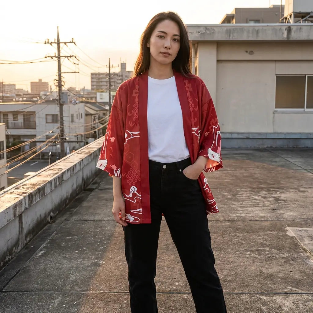 Haori masque kitsune rouge