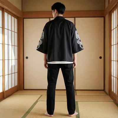 Kimono Haori Homme vu de dos, motif complet visible