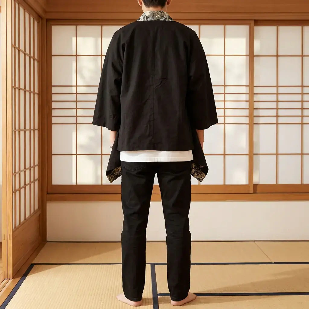 Veste Haori vu de dos, motif complet visible