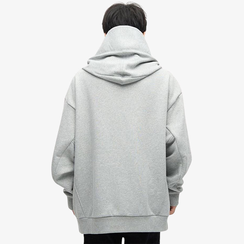 Hoodie style Japon gris au design minimaliste, en coton doux, idéal pour un look moderne et sobre